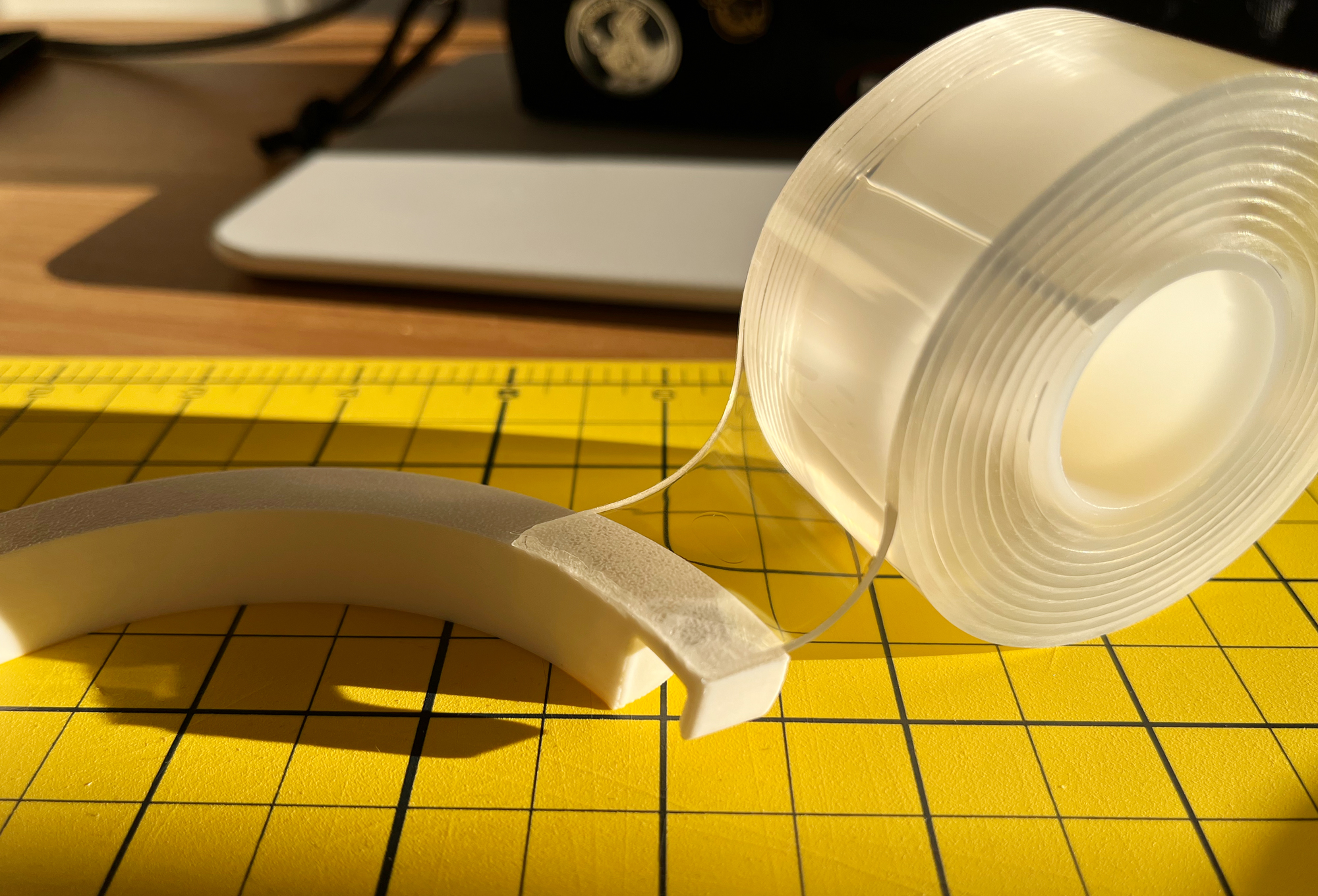 Applying gel tape and ready to test.