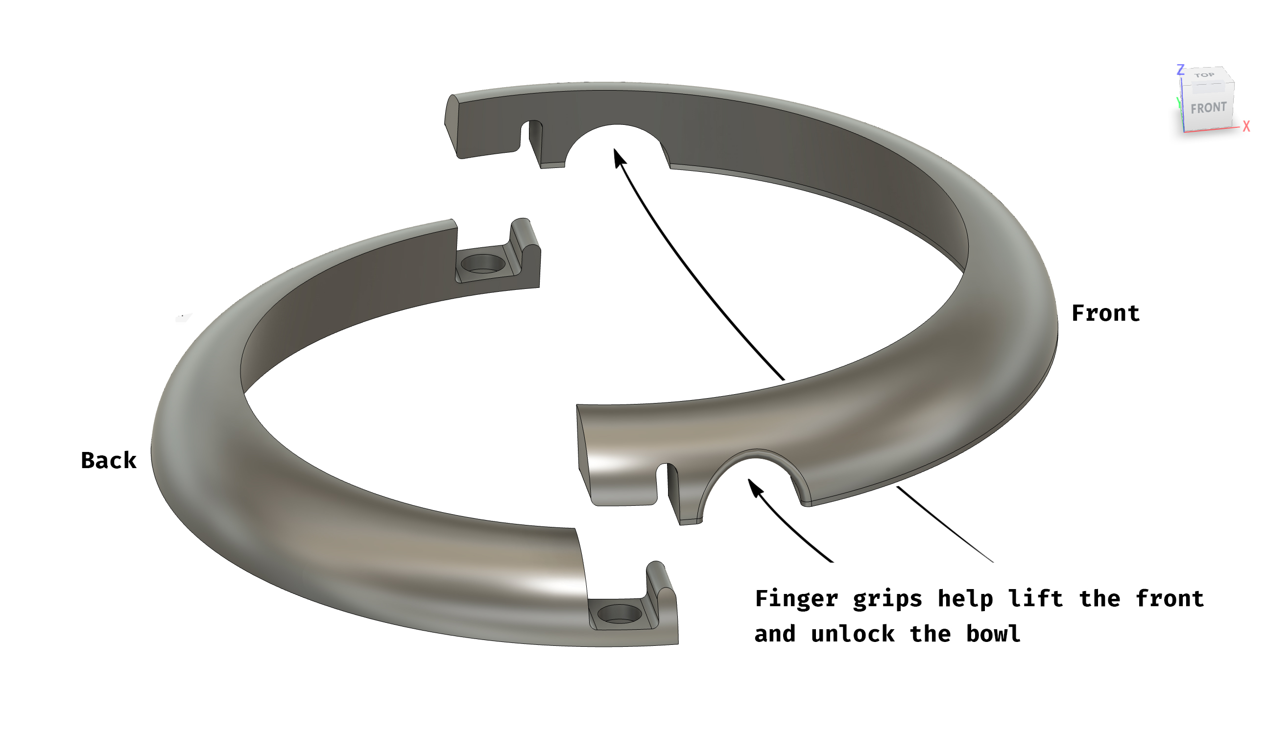 During the second iteration, I realized that the magnets were so strong that neither my cat nor I could open it. To fix this, I added finger grips to the front side.